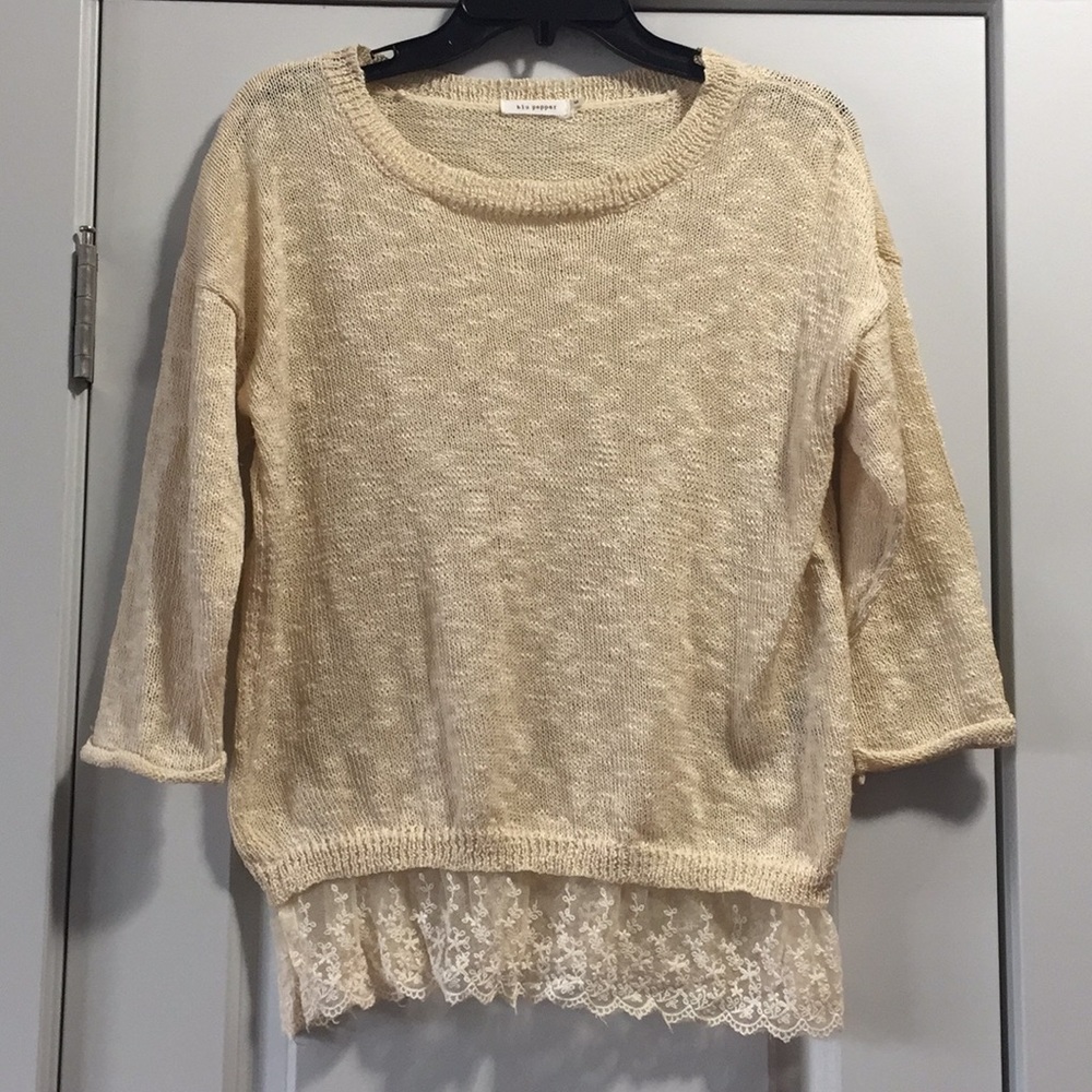 Blu pepper cream woven sweater size m